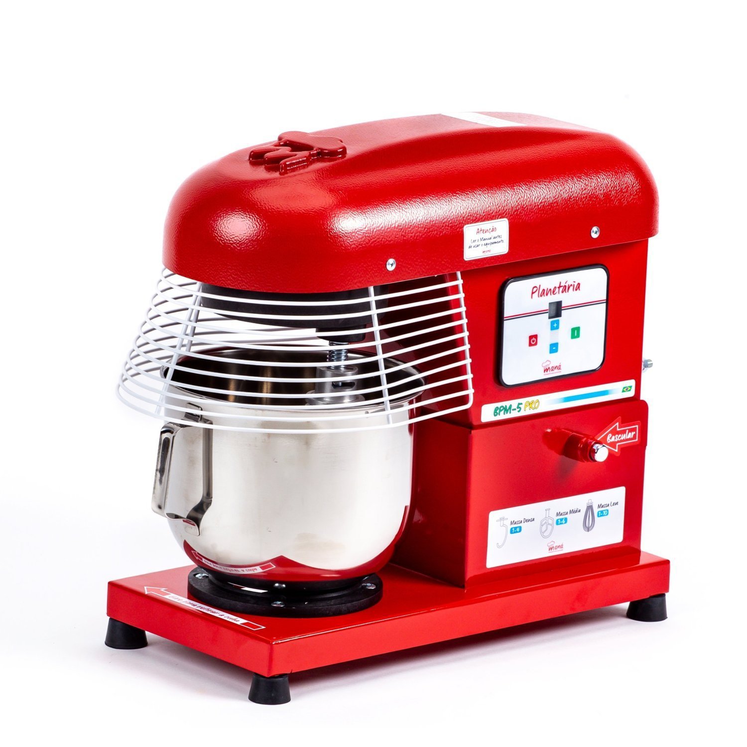 Batedeira Planetária 5l Profissional Motor 1000w Bivolt Maná Vermelho