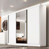 Guarda Roupa Casal 3 Portas 8 Gavetas Espelho Spazzio Novo Horizonte Branco