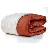 Coberdrom Harmonia Casal Queen 200 Fios Dupla Face Sherpa Lã De Carneiro 01 Peça - Terracota
