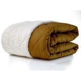 Coberdrom Harmonia Casal Queen 200 Fios Dupla Face Sherpa Lã De Carneiro 01 Peça - Mostarda