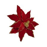 Flor Natal Poinsétia Veludo Glitter Dourado 65cm