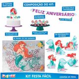 Kit Festa Fácil Ariel Aniversário 39 Pçs - Pequena Sereia