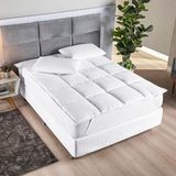 Protetor Colchão Pillow Top Premium Casal Queen Micropercal 200 Fios Macio Camada Proteção - Branco