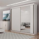 Guarda Roupa Casal Com Espelho 2 Portas Com 4 Gavetas Marabella Novo Horizonte Cor:branco