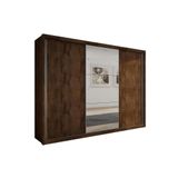 Guarda Roupa Casal 3 Portas De Correr E 6 Gavetas C/ Espelho Paradizzo Gold Canela - Novo Horizonte