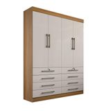 Guarda-roupa 4 Portas 8 Gavetas 100% Mdf Mônaco D&#39;doro Cor:cinamomo Off