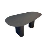 Mesa De Jantar Orgânica 180x100cm Com Duas Bases Cor Ébano