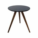 Mesa Lateral Redonda Com Vidro 50x50 Cor Preto Medida 50 Cm Altura