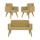 Kit Namoradeira + 2 Poltronas Decorativas Sala Oferta ? Balaqui Decor Cor:capuccino
