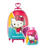 Mochila Rodinha Tripla Lancheira Hello Kitty 3d Maxtoy