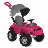 Carrinho De Passeio E Pedal - Superjipe Reclinável Com Capota - Rosa - Bandeirante