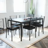 Mesa de Jantar 6 Lugares Aço 160cmx90cm Rio Proa Preto