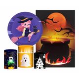 Kit Casado Halloween 2 Painel Redondo Trio Capas Cilindro