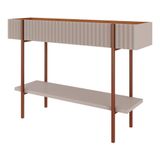 Aparador Sala De Jantar 2 Prateleiras Pés Em Metalon Lira Cimol Off White/nature Lira