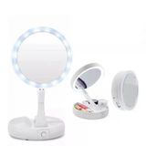 Espelho Mesa Dupla Face Luz Led Com Aumento 10x Maquiagem Redondo C/ Plug Usb