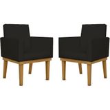 Kit 02 Poltronas Decorativa Reforçada Oferta Courino Balaqui Cor:courino Preto