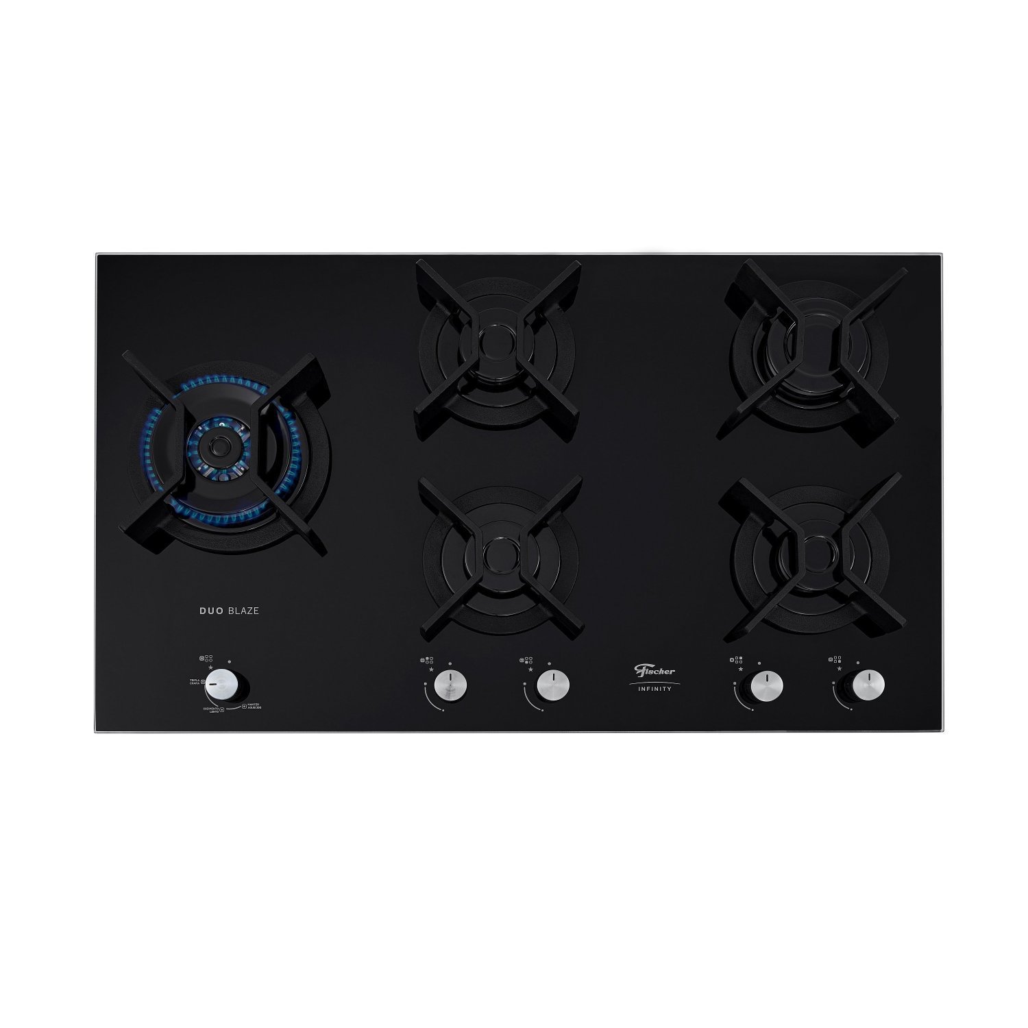 Cooktop 5q Tc Infinity Duo Gás Mesa Vidro Bivolt Fischer Preto