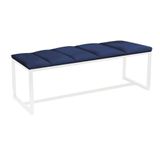 Recamier Industrial 100cm Solteiro Cama Ferro Branco Suede Azul Marinho - Ahazzo Móveis