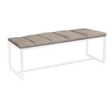 Recamier Industrial 160cm Queen Size Cama Ferro Branco Corino Bege - Ahazzo Móveis