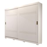 Guarda Roupa Casal Em Mdf 2 Portas De Correr 4 Gavetas Internas E Pés Móveis Branco Branco