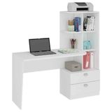 Escrivaninha Home Office 138cm C/estante 2 Gavetas Prateleira E Nichos Elisa Permobili Branco Branco