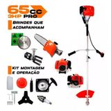 Roçadeira Á Gasolina 65cc 3hp Enxada + Motopoda + Disco 80d
