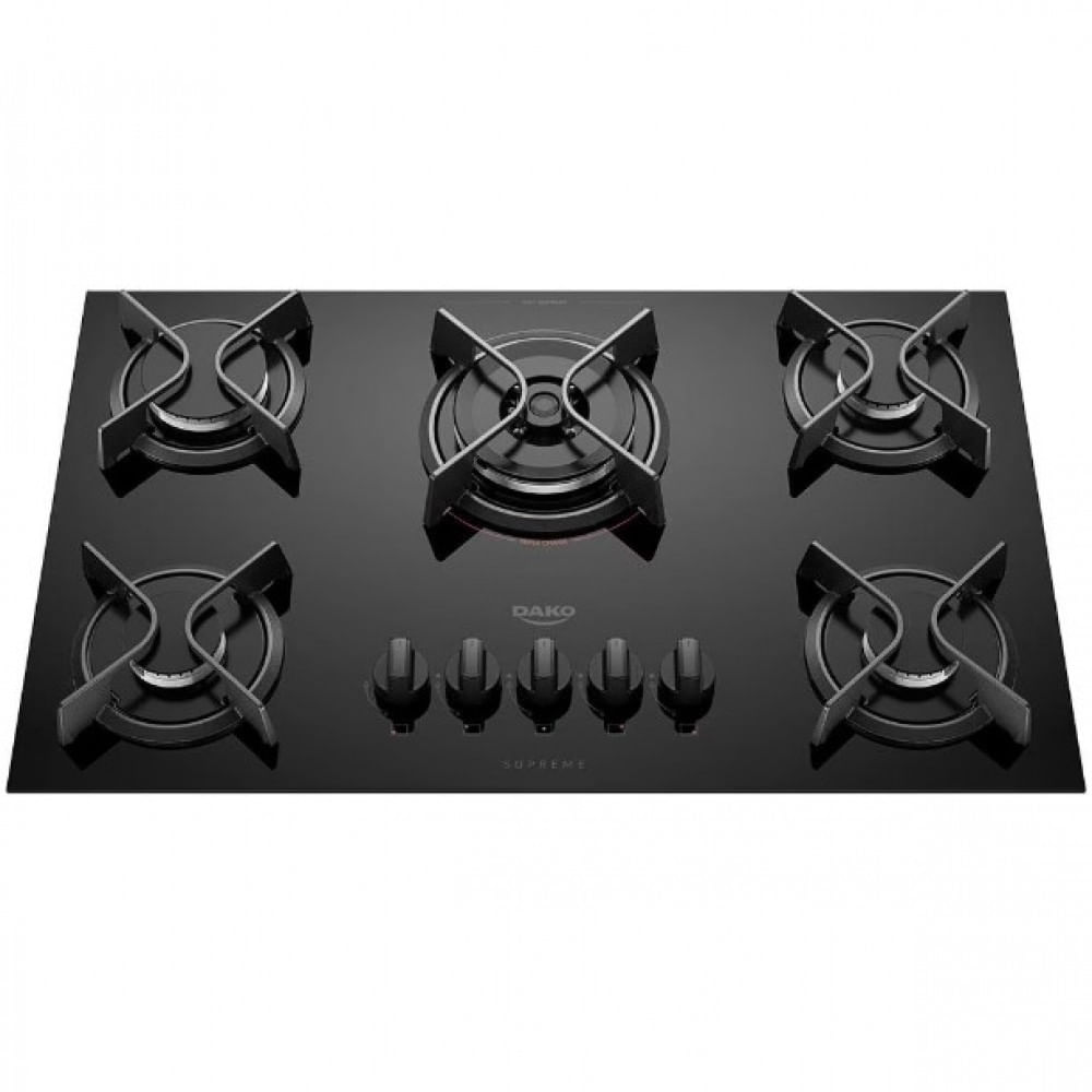 Cooktop A Gás 5 Bocas Dako Supreme Com Queimador Tripla Chama