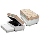 Cama Box Baú C/auxiliar Solteiro: Colchão Espuma Polar Pérola + Base Crc Courano White(88x188)