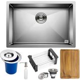 Cuba Inox 304 Quadrada Gourmet Plana Cozinha 60x40 Lixeira, Acessório E Tábua Smartinox Sq600