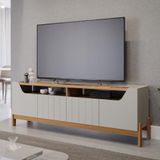 Rack Bancada P/ Tv Até 70&#39;&#39; 4 Portas 2 Nichos Moema Permobili Off White/nature Off White/nature