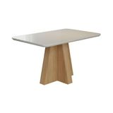 Mesa Retangular Para Sala Jantar 130x80 Tampo Vidro/mdf Maitê Cimol Nature/off White