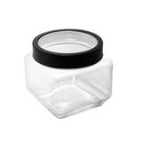 Pote Vidro Tampa Visor Em Acrílico Gastro Preto 800ml Lyor