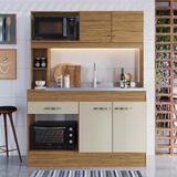 Cozinha Compacta 4 Portas 1 Gaveta Com Armário E Balcão 7072 Decibal Naturalle Cristalo Naturalle|cristalo