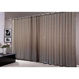 Cortina Para Quarto Voal Quadriculado Marron 3,00x2,80