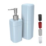 Kit Acessório Banheiro Porta Escova Sabão - Azul