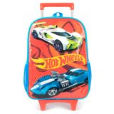 Mochila Escolar De Rodinhas Hot Wheels Azul Claro Infantil