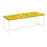 Recamier Industrial 140cm Casal Cama Ferro Branco Sintético Amarelo - Ahazzo Móveis
