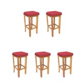 Kit 05 Banqueta Alta Ben Gourmet Balcão Bistrô Cozinha Corino Vermelho - Ahazzo Móveis