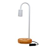 Luminária De Mesa Taschibra Flam Metal/madeira E27 Bivolt Branco