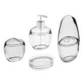 Kit Acessórios Banheiro Lavabo 4 Pcs Coza - Transparente
