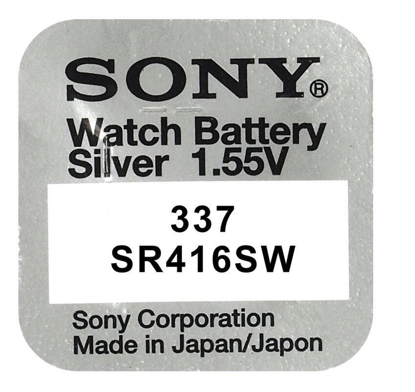 5x Sony 337 Pila Batteria Orologio Mercury Free Silver Oxide SR416SW Japan 1.55V - Foto 13