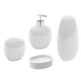 Kit Acessórios Banheiro Lavabo 4 Pcs Coza - Branco