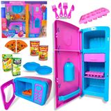 Kit Cozinha De Brinquedo Geladeira + Microondas Infantil