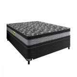 Cama Box Casal (box+ Colchão) De Espuma D33 Double Face 138x188x72cm Portobel Cinza Com Preto