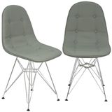 Kit 2 Cadeiras Charles Eames Botonê Eiffel Base Metal