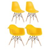 Kit 2 Cadeiras Eames Daw Com Braços + 2 Cadeiras Amarelo