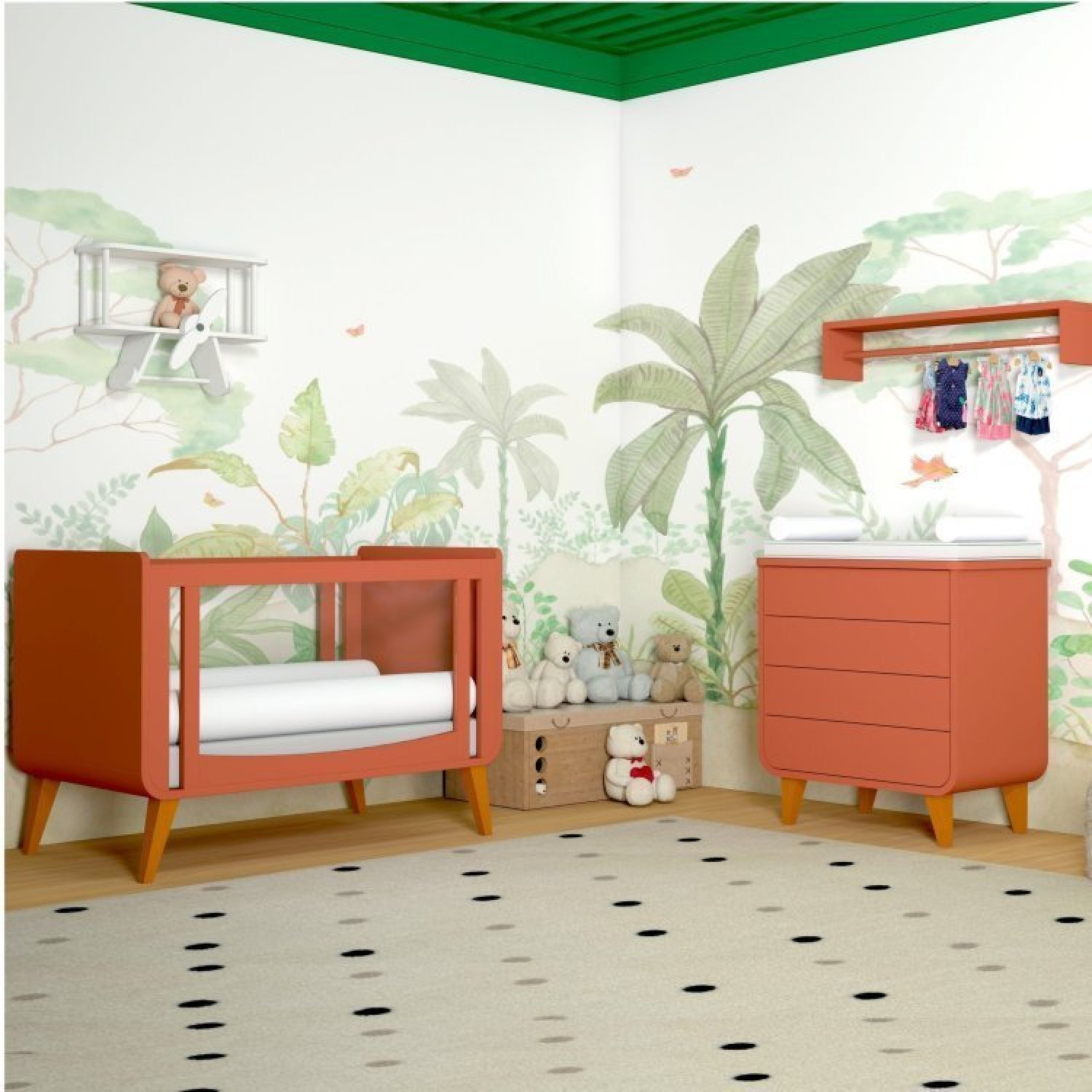 Quarto De Bebê Completo Berço 2 Em 1 Com Cômoda 4 Gavetas E-galaxy Espresso Móveis