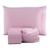 Jogo De Lençol Microfibra Casal Queen 3 Peças Rosa