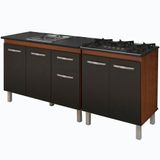 Balcao Pia 120cm E Cooktop 5 Bocas Savana Preto Mobbs Savana Preto