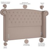 Cabeceira Cama Box Queen Com Tachas 160 Cm Sofia P05 Linho Bege Areia